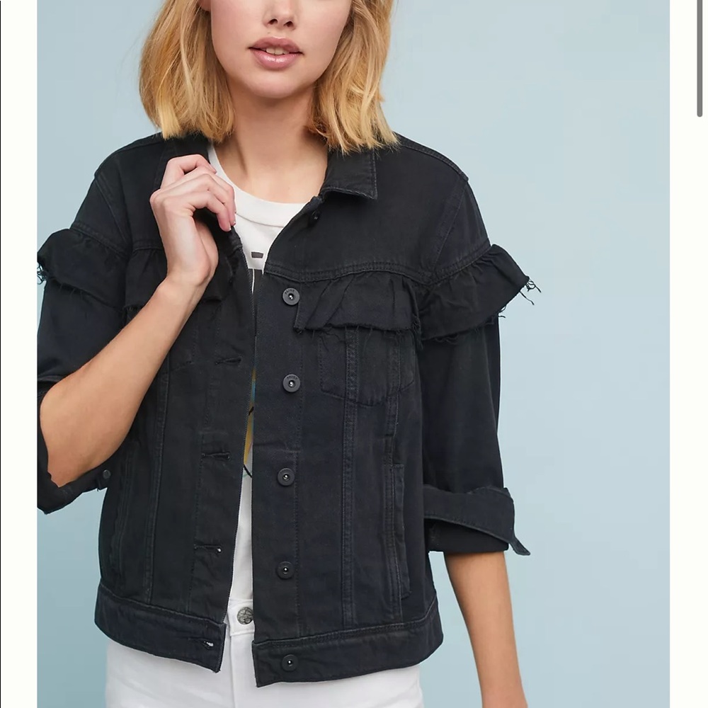Anthro Paige Heidi Black Denim Jacket
